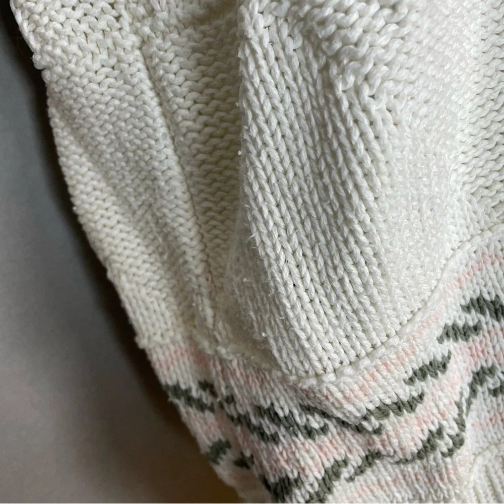 Vintage 90s Sweater Striped Cottagecore Women Size Large‎ White Cream Angelcore